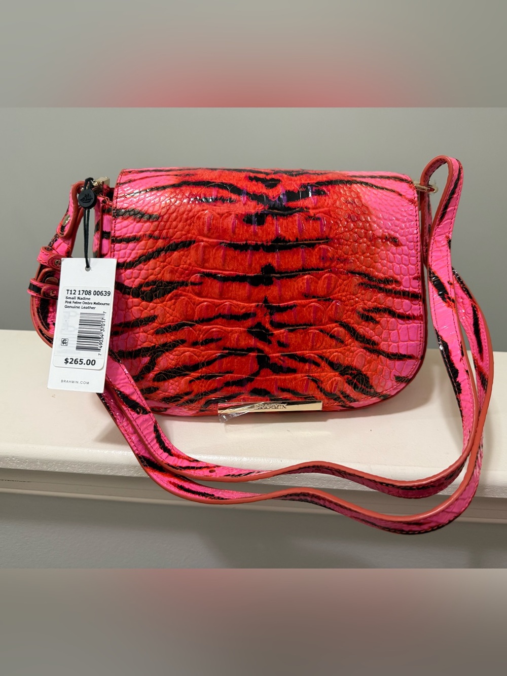 NWT Brahmin Nadine Pink Feline Ombré Melbourne Crossbody